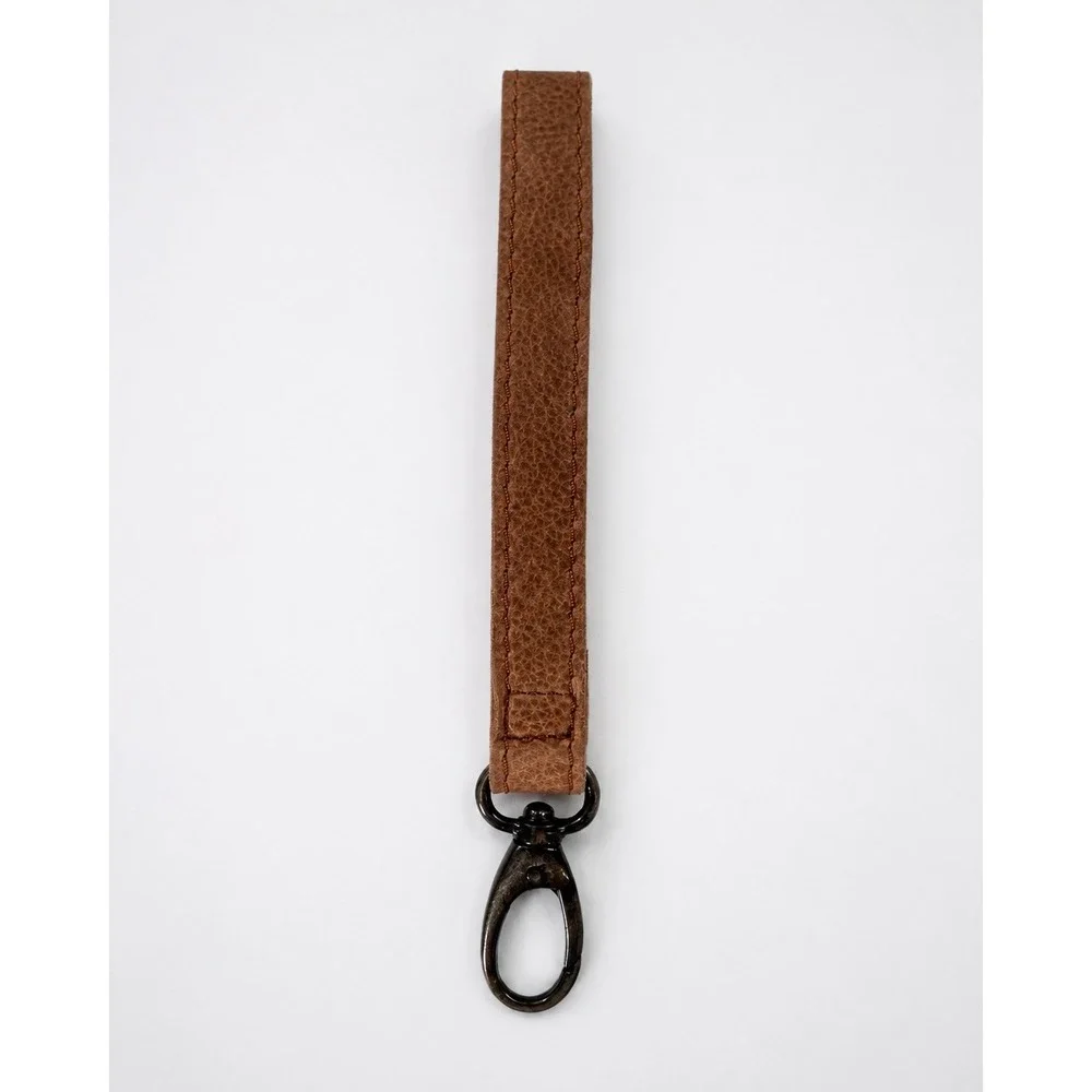 Brown Pebbled Wristlet Keychain Strap Swivel Lobster Clasp Bag Charm